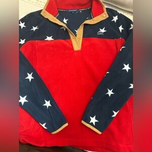 Patriotic simply southern Star Print Navy & Red Pullover Fleece
